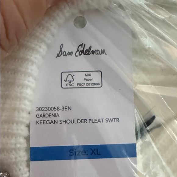 Sam Edelman Keegan Peplum Cardigan with Bedazzled button detail NWT XL Cream - Picture 14 of 15